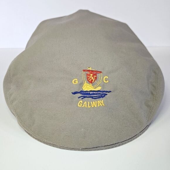 Shandon Headwear Irish Khaki Tan Embroidered Galway Golf Newsboy Jeff Cap Hat 1X - Picture 1 of 10